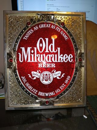 Vintage 1976 Old Milwaukee Beer Sign 13 5/8” X 11.  5” Part No.  86208