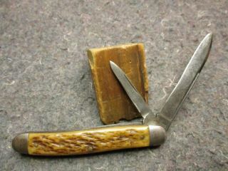 Vintage Pocket Knife/2 Bl.  /remington Pocket Knife/bone Scales/snap /nice Knife