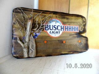Handmade Wooden Busch Light Hidden Deer Sign & Driftwood Keyholder ART 2