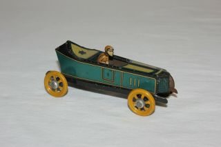 German Fischer Tin Litho Penny Toy Boat Tail Racer Race Car w/ Driver EX L@@K 2