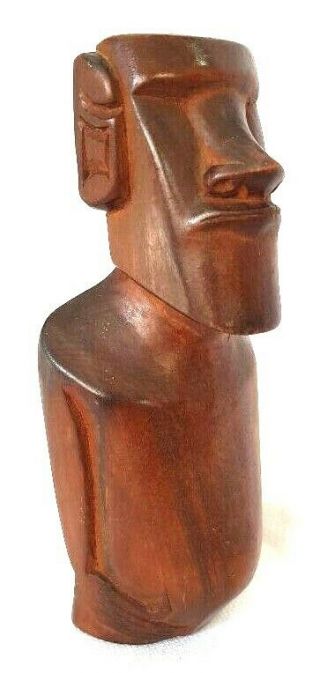 Vintage Rapa Nui Moai Kavakava Wooden Figure Easter Island Chile 15½ Cm 157grams