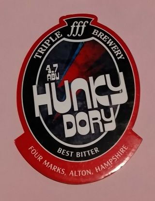 Triple F Fff Brewery Hunky Dory Beer Pump Handle Clip Badge 4.  7 David Bowie Db