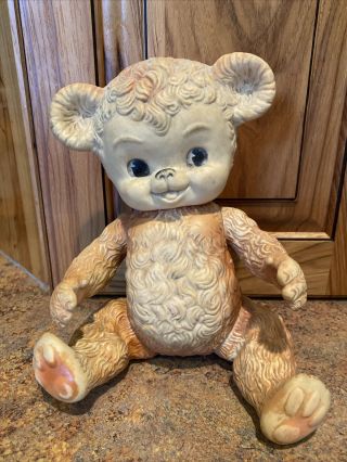 1958 Vintage Sun Rubber Sunny The Bear Jointed Brown Bear Squeak Toy