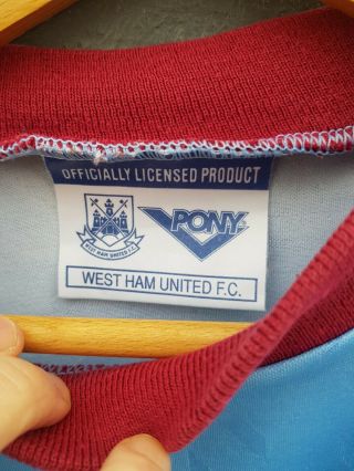 West Ham United football Away Shirt vintage 90s pony 1993/95 XL iconic design 3