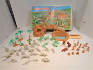 Marx Prehistoric Playset 3398,  Dinosaurs,  Box,  Insert And Caves