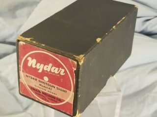 Vtg Nydar Shotgun Sight Model 47 Box Scope Base & Leather Cover