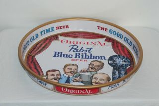 Vintage Pabst Blue Ribbon Metal Beer Serving Tray 2 Barbershop Quartet Newark