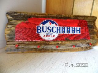 Handmade Wooden Busch Light Apple Sign Keyholder Art
