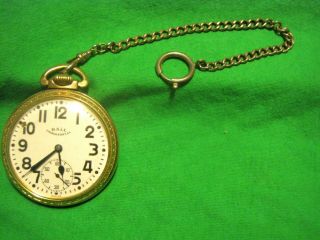 Vtg Ball Commercial 17 Jewel Swiss 10k Gp Railroad 435 Pocket Watch With Chain