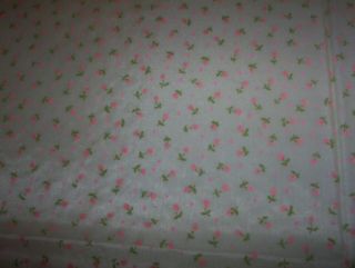 Vintage Fabric Light Yellow Sheer Tiny Pink Flocked Flowers 4 Yds X 44 "