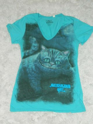 Disney Alice In Wonderland T - Shirt Turquoise Cat Tee Size X - Large