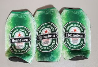 Heineken Lager Beer Bottle Koozie Set Of 3 With Zipper Neoprene Coozie Hugger