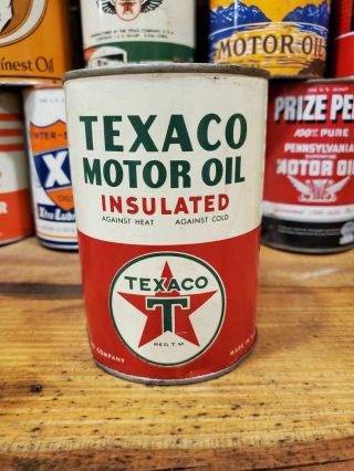 Vintage Texaco Insulated Motor Oil Can Metal Quart 1 Qt