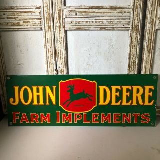 Vintage Porcelain John Deere Farm Implements Feed Seed Farm Sign