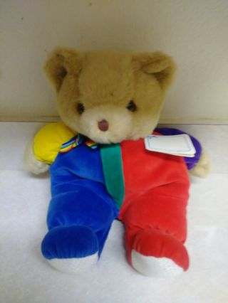 Eden Teddy Bear Plush Primary Colors Vintage Tag Still Attached Velour