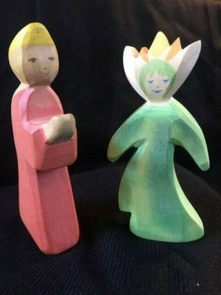 Beautifully Handcrafted Ostheimer Wooden Figures - Discontinued Queen Elf & Child
