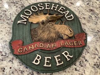 Vintage Moosehead Canadian Lager Beer Raised 3 - D Moose Sign Plastic Faux Wood