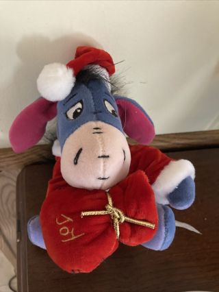 The Disney Store Santa Eeyore Plush Bean Bag 8 " Winnie The Pooh With Tag