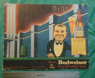 Vintage Budweiser King Of Bottled Beer Menu Cover