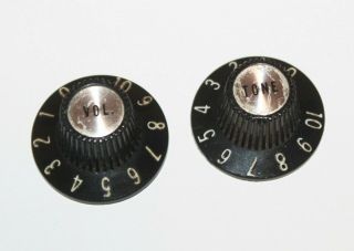 Vintage 1967 Gibson Witch Hat Knobs Silver Inserts 1960 