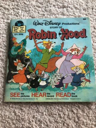 Vintage Walt Disney Robin Hood 24 Page Read - Along Book & Record Vinyl