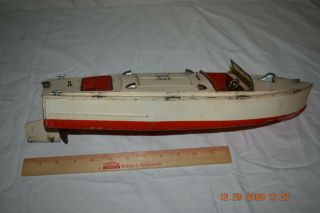Vintage 1939 Lionel Craft Model 43 Tin Windup Speedboat With Key
