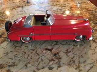 Distler Convertible Red Tin Wind Up Clockwork Toy Car US Zone Germany 3