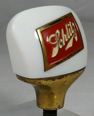 Old Schlitz Beer Tap Knob Handle Enamel Filled Brass Jos.  Schlitz Milwaukee WI 2