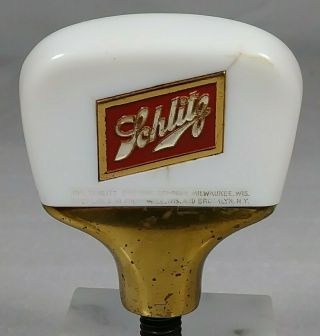 Old Schlitz Beer Tap Knob Handle Enamel Filled Brass Jos.  Schlitz Milwaukee WI 3