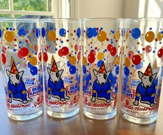 Spuds Mackenzie Bud Light Vintage 1987 Party Animal 6” Tall Glass Libbe