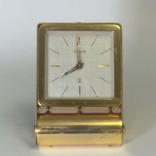 Vintage Lecoultre 2 Day Alarm Brass Folding Case Travel Clock Swiss,  Great