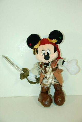 Vintage Disney Pirates Of The Caribbean Mickey Mouse 11 " Plush Toy Doll W/ Tags