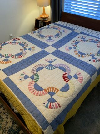 Vintage Hand - made Cotton Quilt - Mohawk Trail 73” x 68” 3