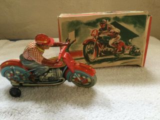 Vintage Marke Technofix Toy Tin Wind - Up Motorcycle Box