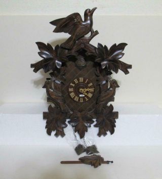Vtg.  Black Forest Cuckoo Clock Wood Hand Carved Bird A.  Schneider Sohne Germany