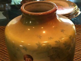 Vintage Royal Wettina Austria Hand Painted Vase “The Melon Eaters” 3