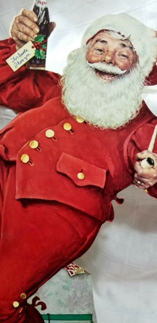 Vtg 1960s Norman Rockwell Dancing Pepsi Santa Claus Christmas Advertising 20 " A6