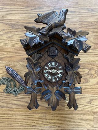 Vintage Small Black Forest Cuckoo Clock Germany A Schneider Regulauntested Parts