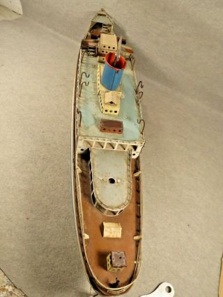 Fleischmann windup toy Ocean Liner cruise ship,  paint and decal 6