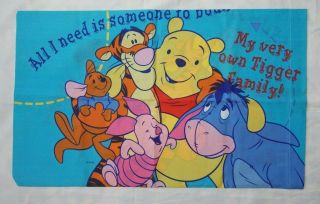 Vintage Disney Tigger Family Pillow Case Winnie Pooh Piglet Eeyore Roo 2 Sided