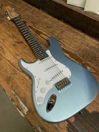 Blem 12 String Strat Style Vintage Pelham Blue Metallic Lefty Electric Guitar 8