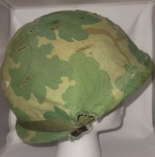 Vintage Vietnam War Era Us Army Steel Helmet With Mitchell Cover M1 Prayer
