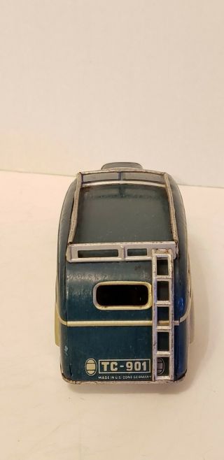 Tipp - Co /Tippco Tin Toy Wind Up STREAMLINE BUS 901 Made In US Zone Germany 1945 6