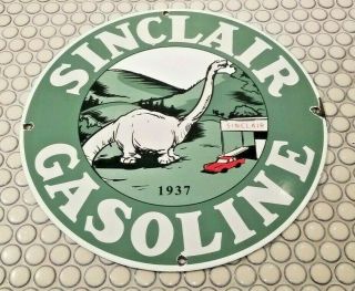 Vintage Sinclair Gasoline Porcelain Gas Oil Service Station Auto Pump Sign