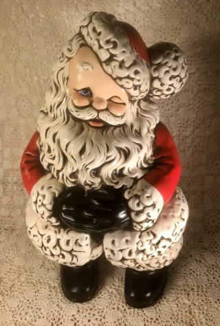 Vintage 1977 Winking Santa Claus Hand Painted Christmas Ceramic
