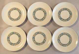 Temporama Dinner Plates Set Of 6 Mid Century Atomic Canonsburg Pottery Vtg Euc