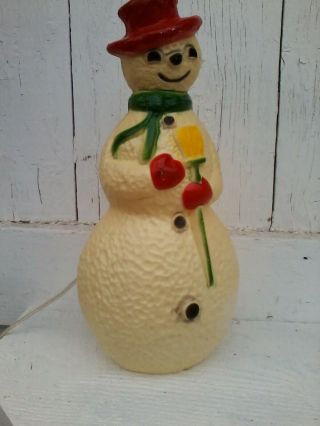 Vintage Snowman Blowmold Hard Plastic