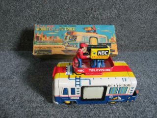 Vintage Rca Victor Nbc Television Toy Camera Truck,  Tin Battery Operated