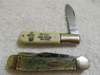 2 John Wayne The Duke Vintage Folding Pocket Knife Barlow Case Xx Gs0200
