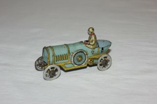 German Meier Tin Litho Penny Toy Boat Tail Racer Race Car W/ Driver Vg L@@k